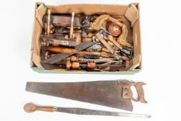20+ woodworking tools. Early to mid 20th Century tools including; screwdrivers, rabbet plane, set