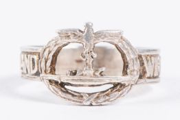 A Third Reich Kriegsmarine silver dress ring, inscribed "Wir Fahren Gegen Engelland". GC £40-60