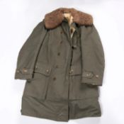 A post WWII Swedish Army heavy winter coat, with sheepskin lining, VGC £30-35