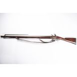 A 10 bore India pattern Brown Bess flintlock musket, the barrel with Tower private proofs and