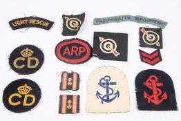 Cloth formation sign 32nd Searchlight Regiment plus similar tatty, Civil Defence cloth patches (