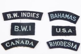 British WWII RAF Nationality titles: B.W. Indies, B.W.I., Canada, Bahamas, Rhodesia, USA. (6) £50-80