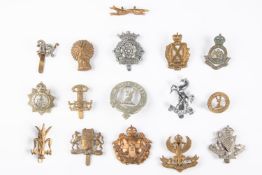 Sixteen Yeomanry cap badges: post 1922 Leicestershire, Geo V North Somerset (soldered bolt),