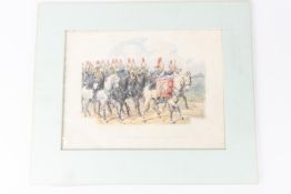 A fine watercolour "Band of the Royal Horse Guards (Field Day Order)", unsigned, 9" x 12", in
