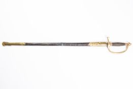 A US Model 1840 Bandsman's sword, blade 28" marked "Ames Mfg Co., Chicopee, Mass" and "US, A.D.K,
