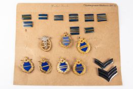 A small collection of WRAF mess dress insignia: 6 different gilt and enamel rank brooches, with