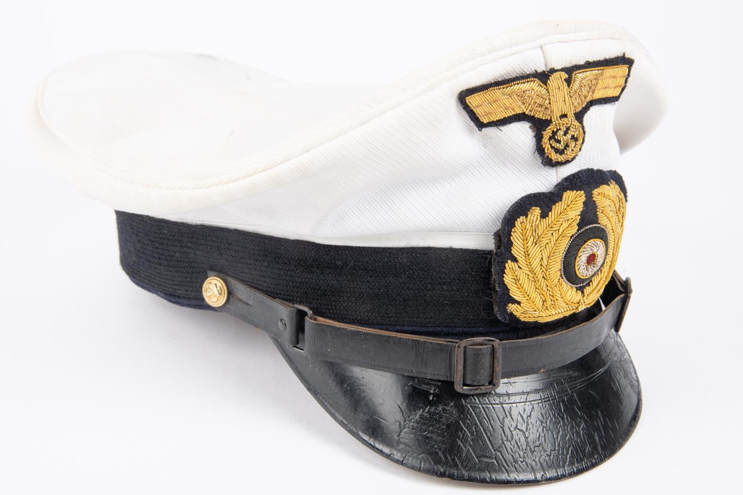 A good copy of a Third Reich Naval officers peaked cap. GC £100-120