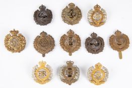 Royal Engineers cap badges: Victoria, Ed VII with long slider, George V (ORs voided and non