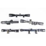 5 telescopic sights: Nikko Stirling Platinum 3-9 x 40, with mounts; West Hunter 1-5 x 24, with