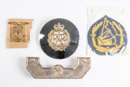 RAF Piper's plaid brooch, chrome plated with brass badge; RAF Piper's sporran cantle, cast 602 Sqn