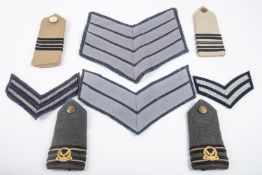 A selection of RAF rank epaulettes, mostly singles, similar tropical; also selection of RAF rank
