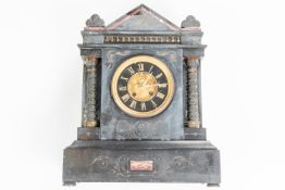 A 19th Century Slate mantle clock. A better example with 2-train movement striking on a gong and