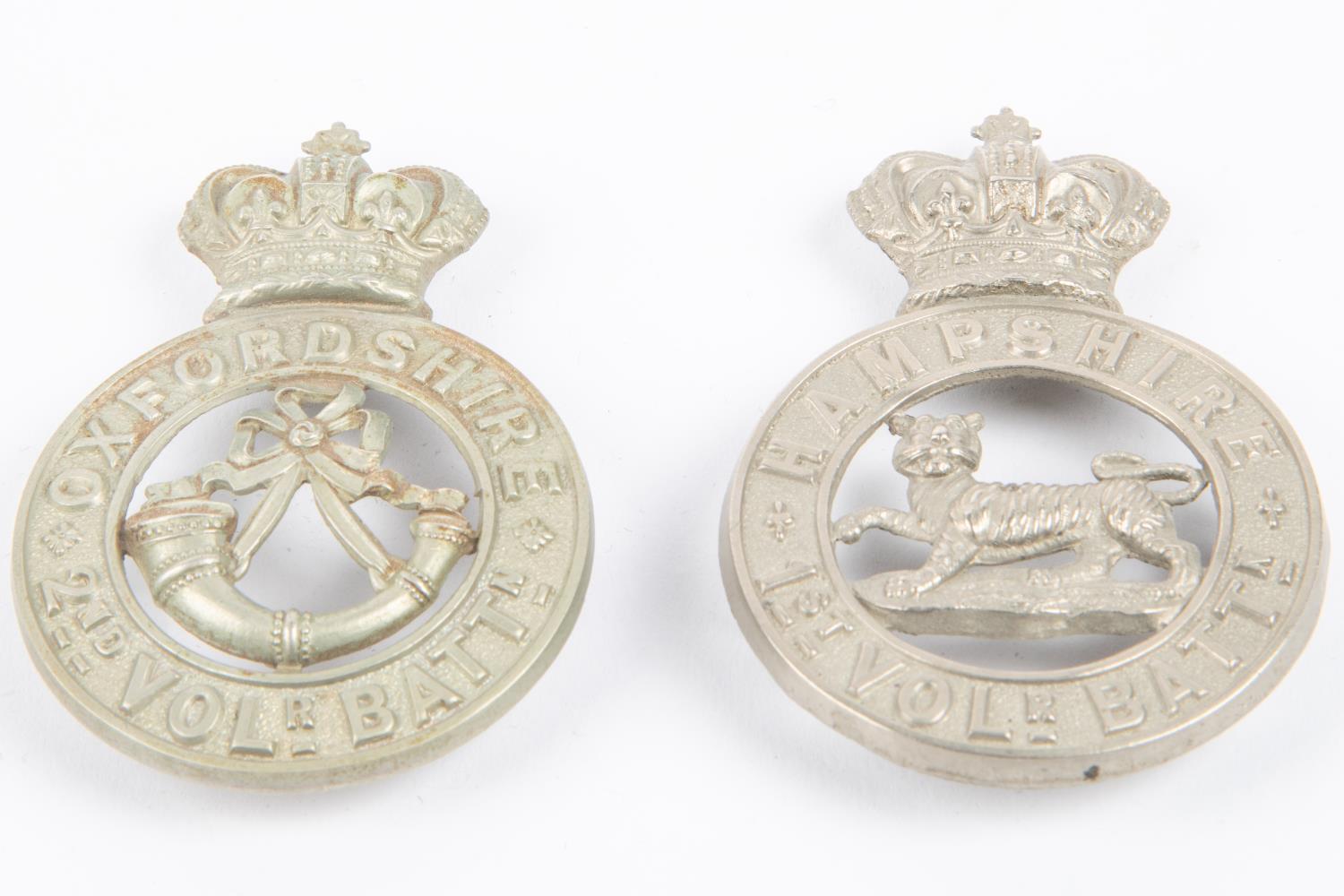A Victorian WM glengarry badge of the 1st Vol Bn The Hampshire Regt; and another of the 2nd Vol Bn