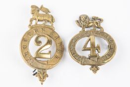 Pre 1881 glengarry badges of the 2nd and 4th Regiments of Foot (KK421 and 424). GC £50-100