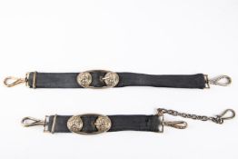 A set of Third Reich naval officers dagger hanging straps, black fabric with gilt mounts. GC £100-