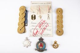 Five RAF related sweetheart brooches; USAF aircrew wings mounted with brass RAF wings brooch, silver