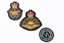 3 scarce Ocean Weather Service badges: 2 bullion cap badges, 1 cloth badge (3). £120-150