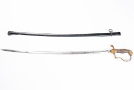 An Imperial German Artillery officer's sword, blade 31½" etched on both sides with panels of