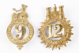 Pre 1881 glengarry badges of the 9th and 12th Regiments of Foot (KK431 and 437) GC (the last with