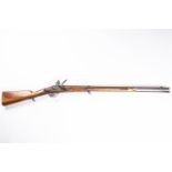 A Belgian 12 bore military flintlock cavalry carbine, 46½" overall, barrel 31" with Liege proof;