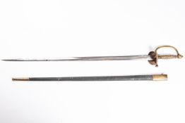 A late 19th century French Gendarmerie Warrant Officer's sword, DE double fullered blade 32",