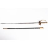 A late 19th century French Gendarmerie Warrant Officer's sword, DE double fullered blade 32",