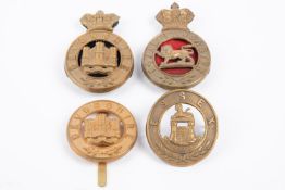 A Victorian two piece glengarry badge on brass backplate of the Royal Lancaster Regt; another of the