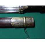 A good Imperial Russian dagger kindjal, 14" blade with deeply stamped maker's marks, traces of