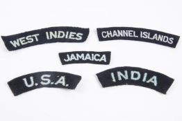 A selection of WWII RAF nationality titles: Jamaica, USA, India, West Indies & Channel Islands. (