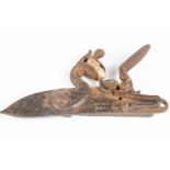 A late 18th century detached lock from a flintlock gun, plate 5¾" signed "Chance & Co", with swan
