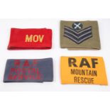 10 WWII-Post WWII RAF armbands: Sergeant (5), Corporal (2), OS, Postal Service, Mountain Rescue,