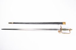 A 1796 pattern Infantry NCO's sword, plain SE blade 32" , plain brass hilt with copper wire bound