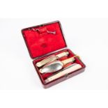 A good officer's 3 piece campaign cutlery set, comprising folding knife, fork and spoon, of nickel