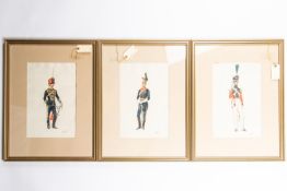 R.A. Wymer (1849-1935): three individual watercolour studies, 13½" x 8½", of: Officer 5th (Royal