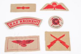 A selection of RAF Tropical insignia including titles, eagles, trade badges, some WWII inc Parachute