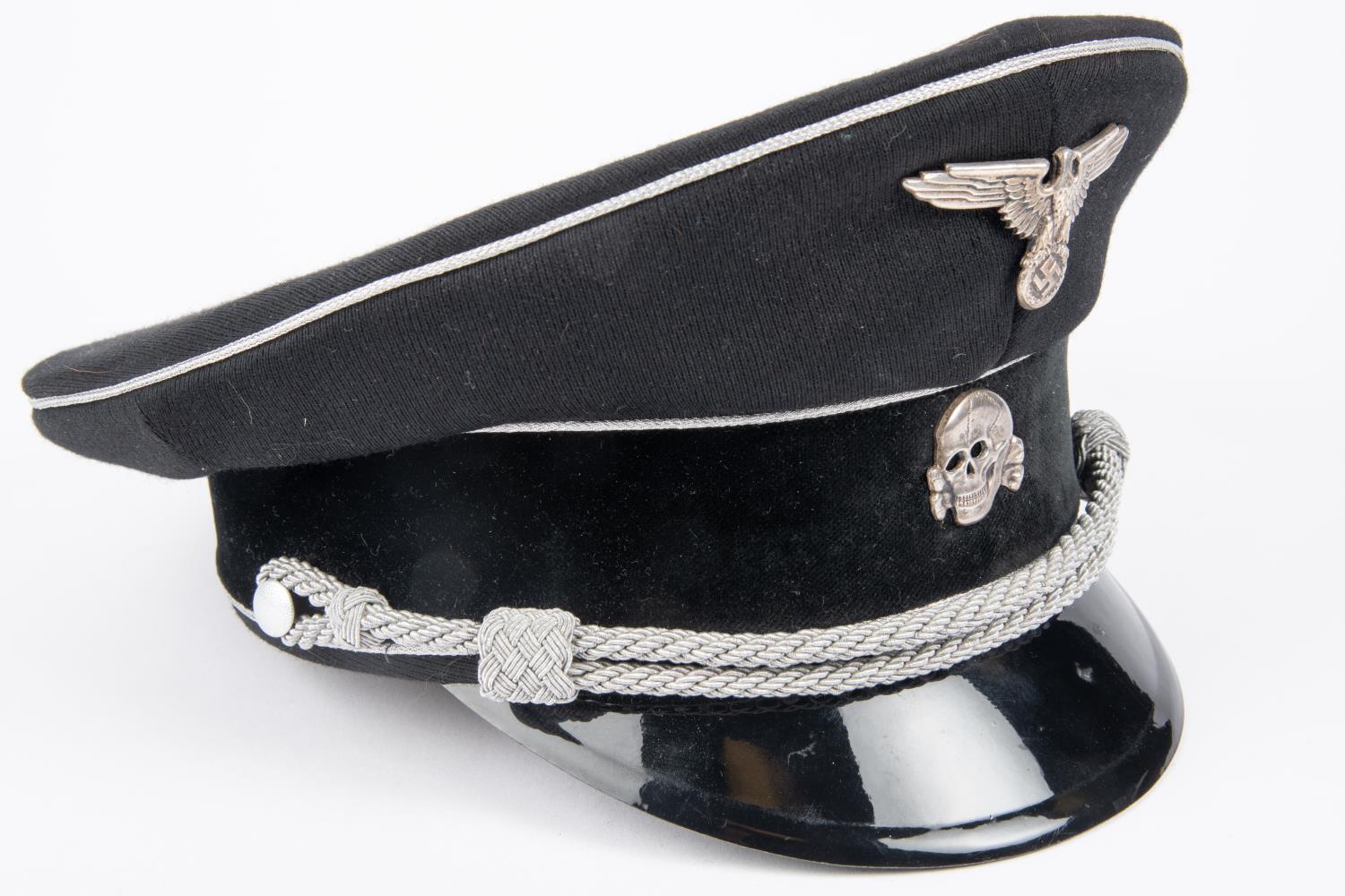 A good copy of a Third Reich Allgemeine SS officer's peaked cap. VGC £100-125