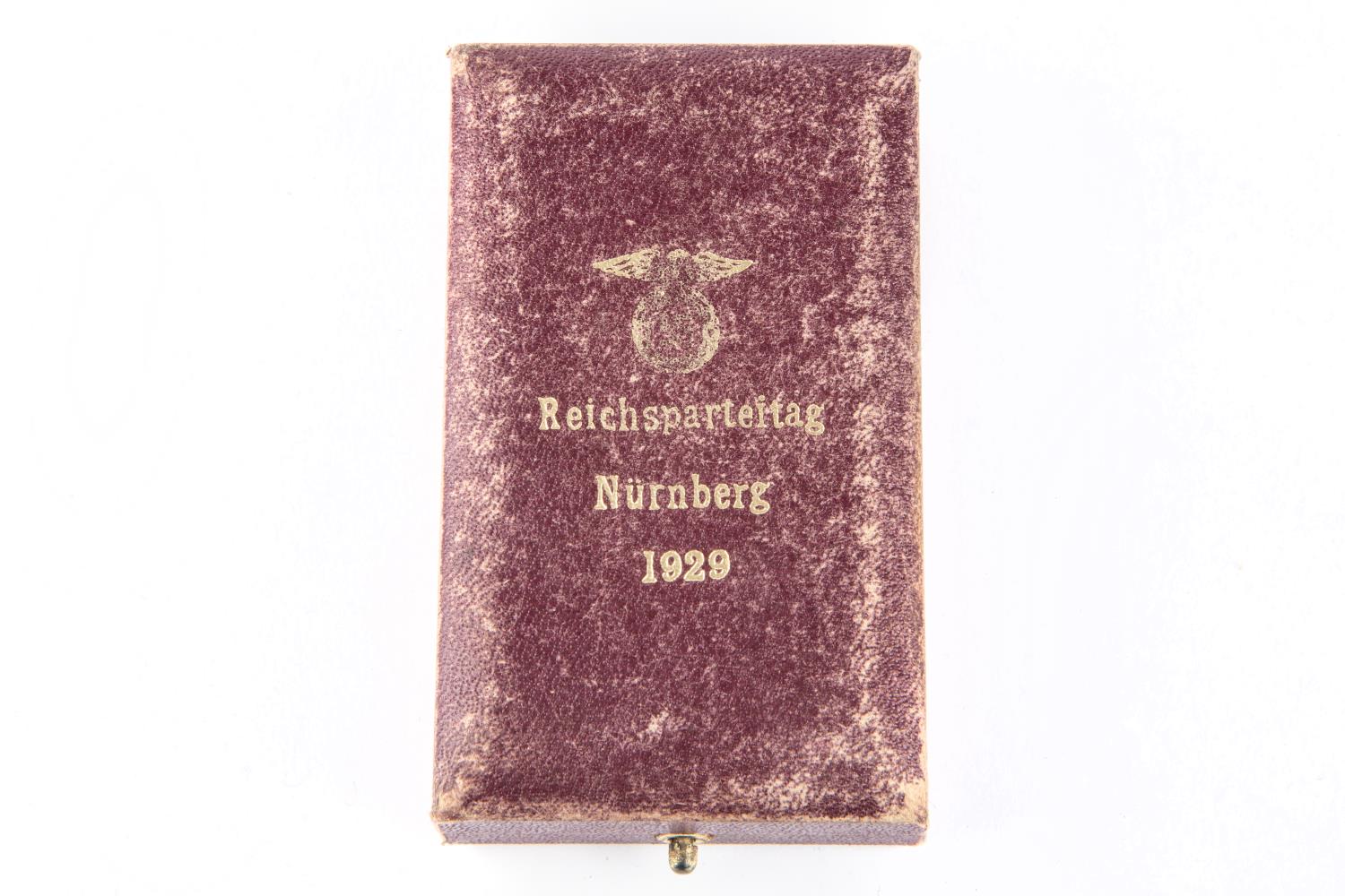 A Third Reich Nuremburg badge of Honour 1929, non portable award, original case and in bronze with - Image 2 of 4
