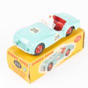 A Dinky Toys Triumph TR2 Sports (111). In turquoise with red interior, red wheels and white