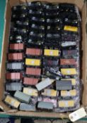 100x OO gauge railway freight wagons by Mainline, Wrenn, Airfix, etc. All box vans and tank