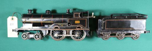 A Bing for Bassett-Lowke clockwork O gauge LNWR 4-4-0 tender locomotive, George the Fifth 2663, in