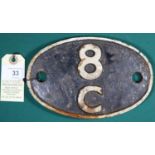 Locomotive shedplate 8C Speke Junction 1950-1968. Cast iron plate in quite good, believed to be