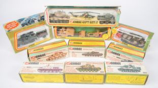 A quantity of Corgi Toys. All Military. Chieftain Tank (903). King Tiger Tank (904). Saladin