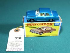 Matchbox Series (Superfast) N0.25 Ford Cortina GT. With a metallic medium blue body, cream interior,