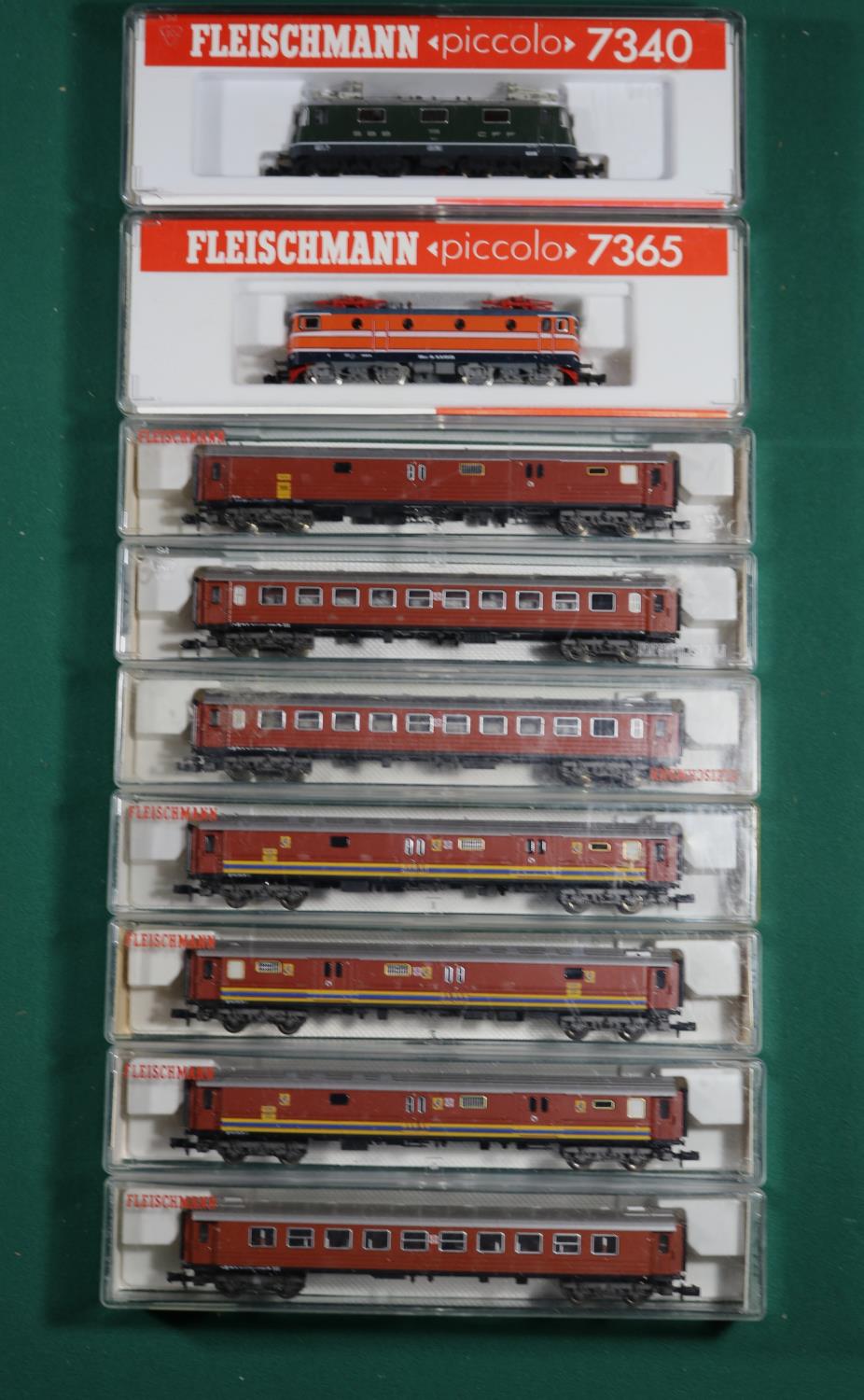 A quantity of Fleischmann 'N' gauge Locomotives and Rolling Stock. A SJ Swedish Railways Bo-Bo