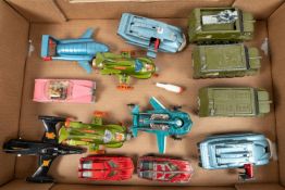 13x Dinky Toys TV and Film related vehicles, most for restoration. Including; Thunderbird 2, with