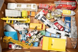 25+ Dinky Toys, most for restoration. Including; Galactic War Chariot. 3x Ford Transit vans. Coles