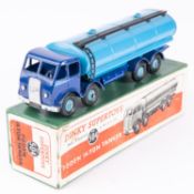 Dinky Toys Foden 14-Ton Tanker. DG example with violet blue chassis cab and mid-blue flash. Mid-blue