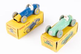 2 Dinky Toys. Ferrari Racing Car (23H). In blue with yellow nose and wheels RN5. Together with a H.