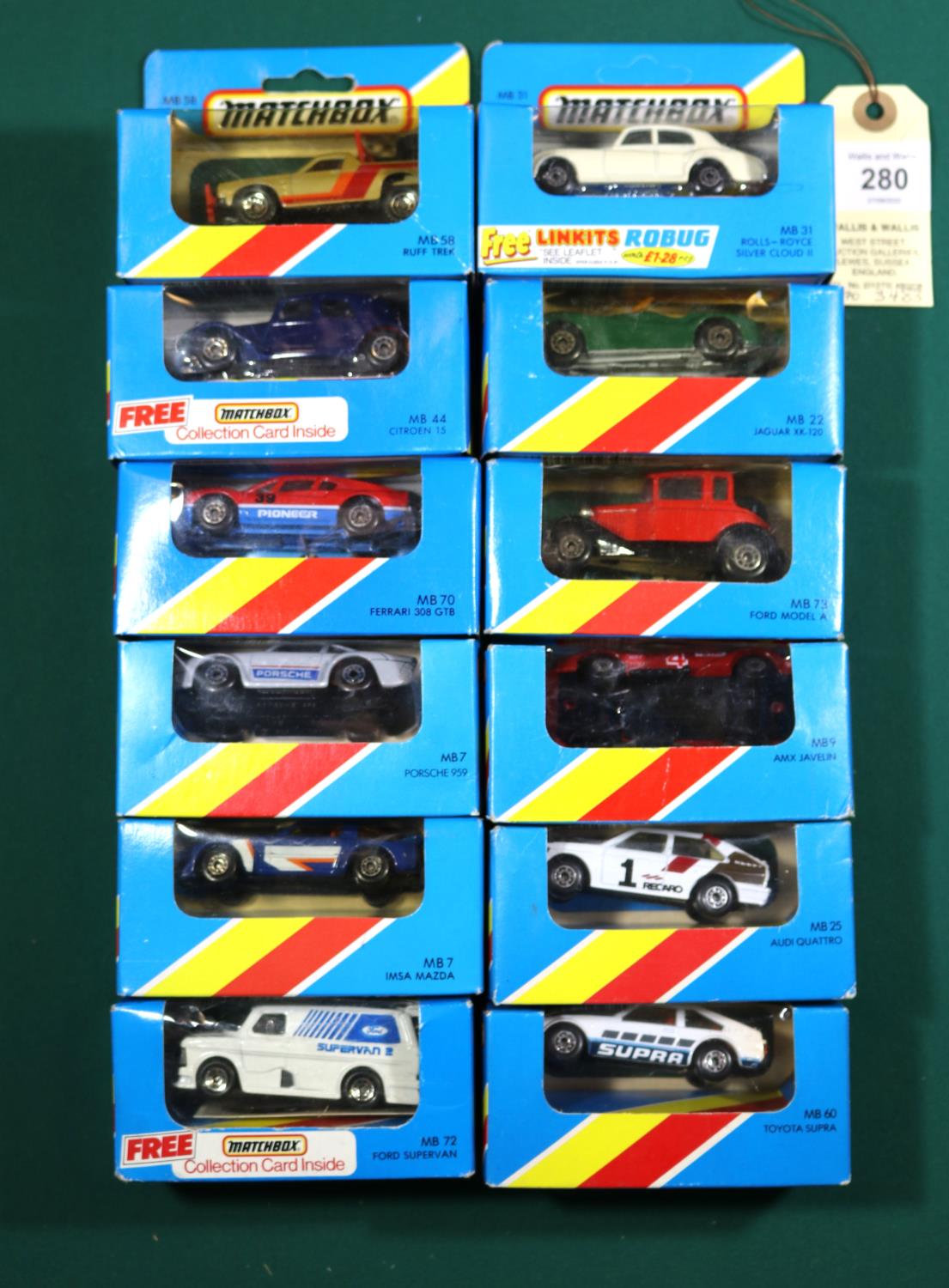 Quantity of 1980s Matchbox models. MB31 Rolls Royce Silver cloud 2, MB72 Ford Supervan, MB44 Citroen