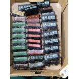 100x OO gauge railway freight wagons by Mainline, Airfix, etc. All box vans and open wagons, many